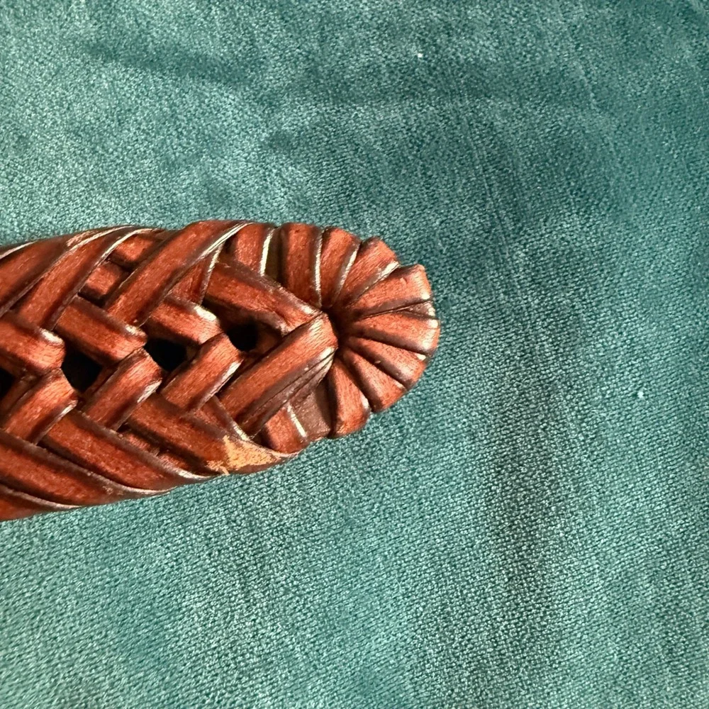 Tommy Hilfiger Braided‎ Leather Belt Brown Brass Buckle Men's 42 / 105